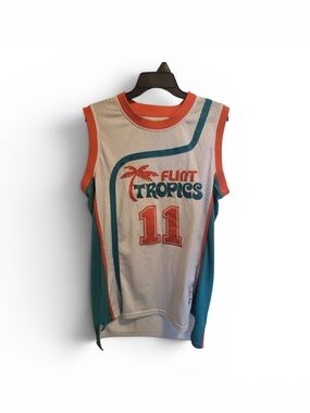 Flint Tropics Ed Monix Mesh Basketball Jersey - White/Teal/Orange